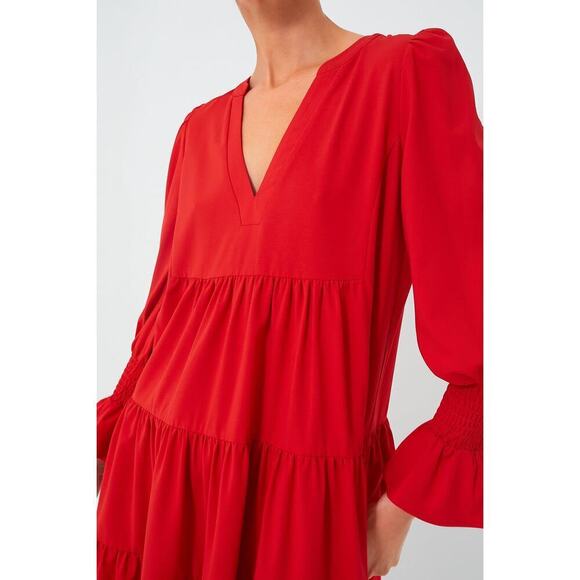 Tuckernuck Kenzo Dress Size XS Red Mini Long Sleeve Pomander Place - Picture 7 of 16